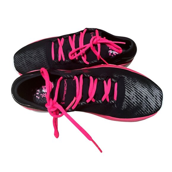 BUY UNDER ARMOUR WOMENS SPEEDFORM TURBULENCE RUNNING SHOES. SIZE 9.5 BLACK/ pink - Picture 6 of 11